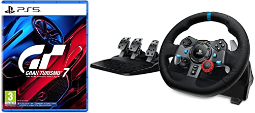 Playstation Gran Turismo 7 [PS5] + Logitech G29 Driving Force Volante de Carreras y Pedales Ajustables, Force Feedback, Aluminio Anodizado, Palancas de Cambio, Volante de Cuero, Enchufe EU, PS5, PS4, PC, Mac