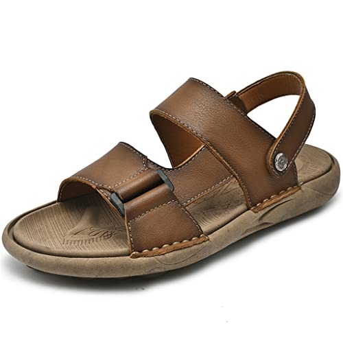 Men's Sandals Leather Sandals Roman Casual Beach Sandals Soft Comfortable Outdoors Shoes(40 Code)