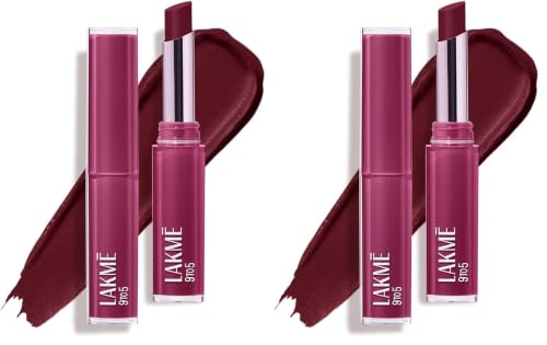 Image of Lakme 9to5 Lip Tattoo Matte Slim Stick, Deep Wine, 2g, for Intense Color and Full Coverage, with Bakuchiol and Vitamin E, Smudgeproof and Waterproof, Long-Lasting Lipstick for Women (Pack of 2)