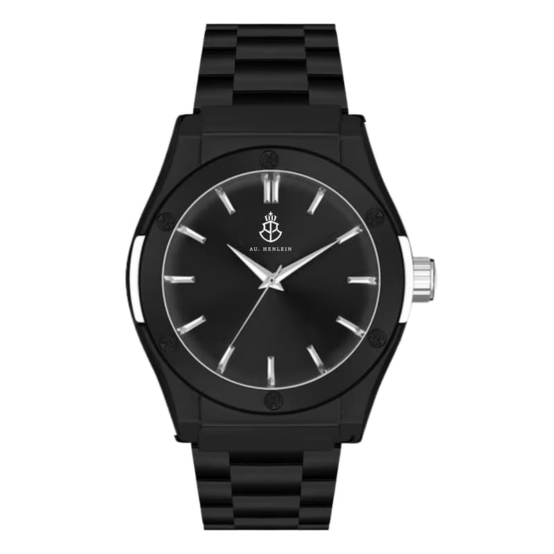AU. HENLEIN The Formal Signature Mens Analog Watch - Stainless Steel Strap, Black Dial, Elegant Design, Pack of 1 (B0D9BQC4Z1) Amazon Price History, Amazon Price Tracker