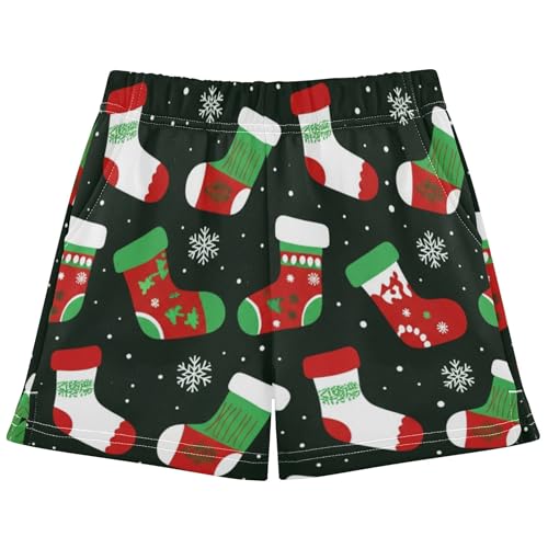 Girls Christmas Stockings Print Athletic Lounge Shorts Cute Pajama Comfy Summer Activewear for Kids Teens, X-Small