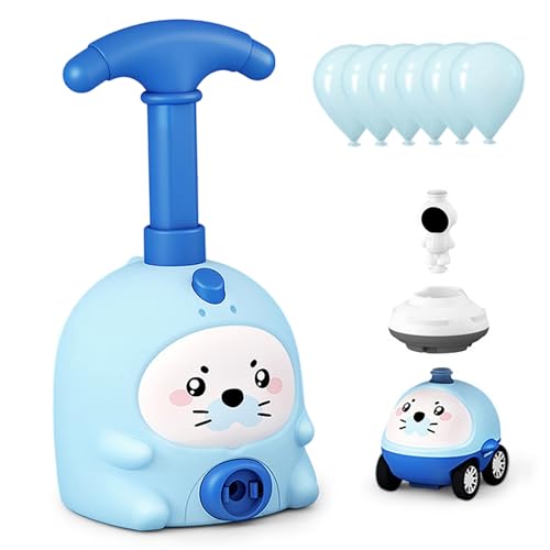 Juguetes lanzadores de globos con vehículo propulsado por aire y coche motorizado azul
