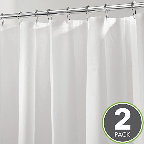 mDesign cortina ducha de PEVA (2 piezas) - Cortina de baño libre de PVC con 12 anillas reforzadas - Cortina bañera color hielo