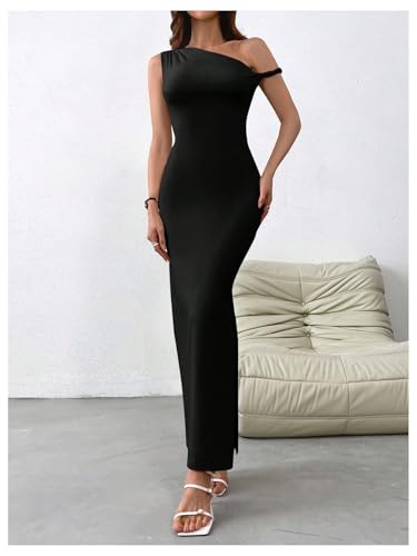 Image of Milumia Women's One Shoulder Formal Long Dress Asymmetrical Sleeveless Bodycon Cocktai Dresses