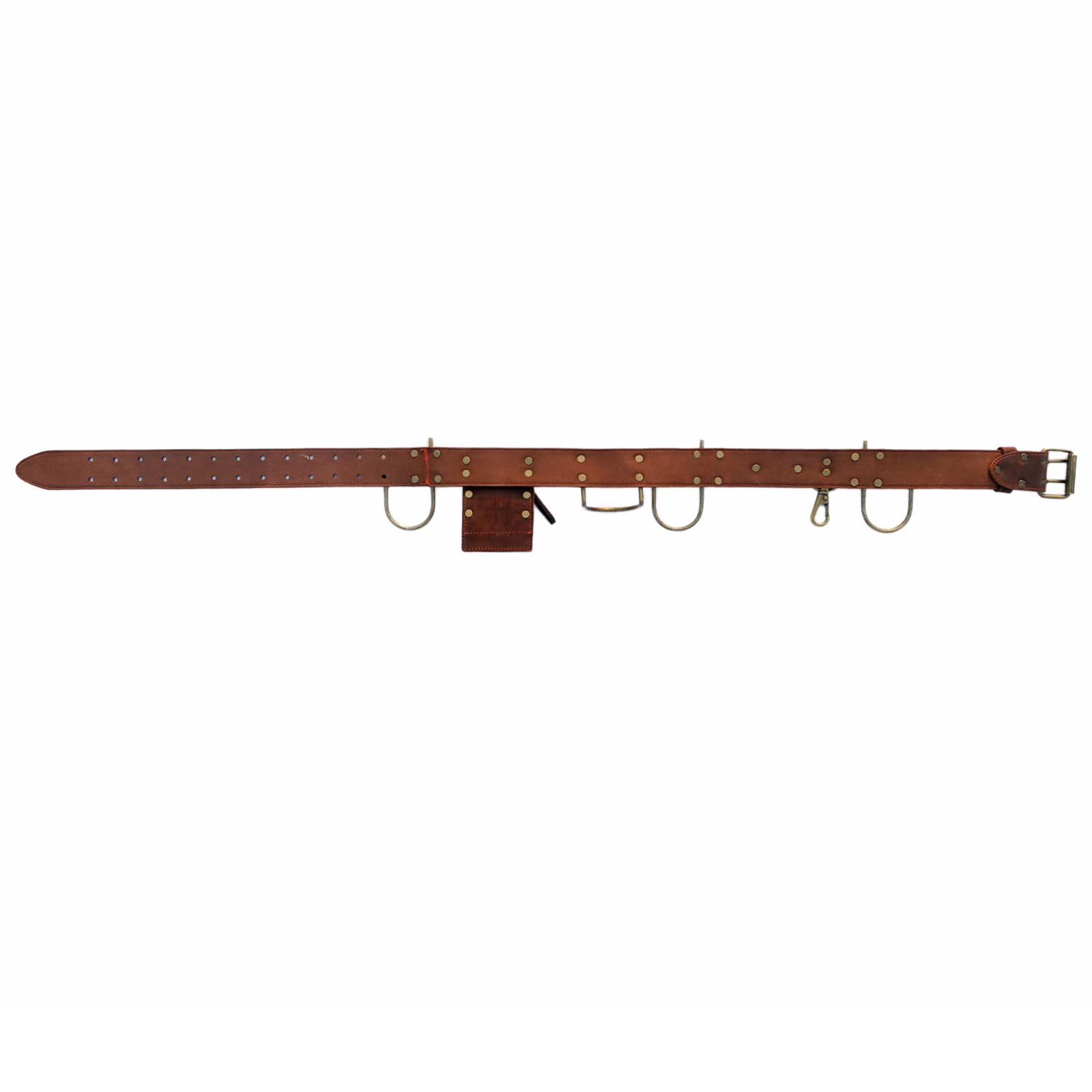 Tourbon Ceinture à outils réglable en cuir véritable pour marteau, hachette, mètre ruban, perceuse pour charpentiers en plein air Dark Brown 135x5cm