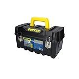 SURTEK Caja de herramientas – 17 x 9 x 8 pulgadas con construcción de plástico ABS moldeado y diseño de cierre de metal de doble cierre – CPS17, negro