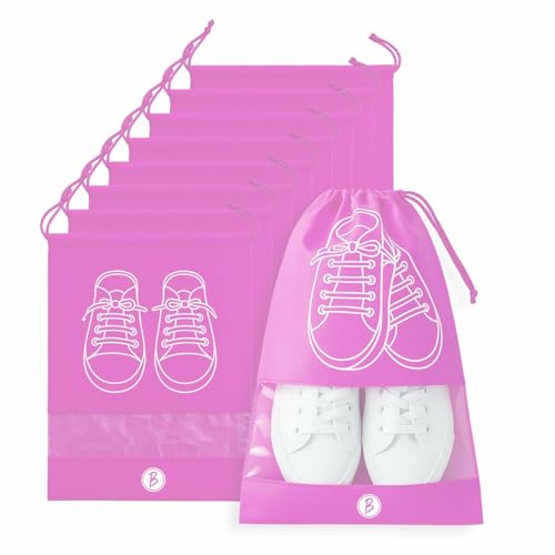 Image of Btag Shoe Bag for Travel & Storage | Water-Resistant Shoe Organizer for Men & Women | Portable, Foldable Shoe Cover for Luggage & Closet | Travel Accessories for Footwear Protection (Pink,Pack of 9)