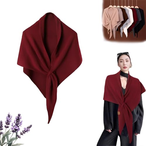 Women's Knitted Triangle Shawl, Wool Shawl Wraps for Women, Warm Wool Blend Pashmina Cape, Woo l Knotted Shawls