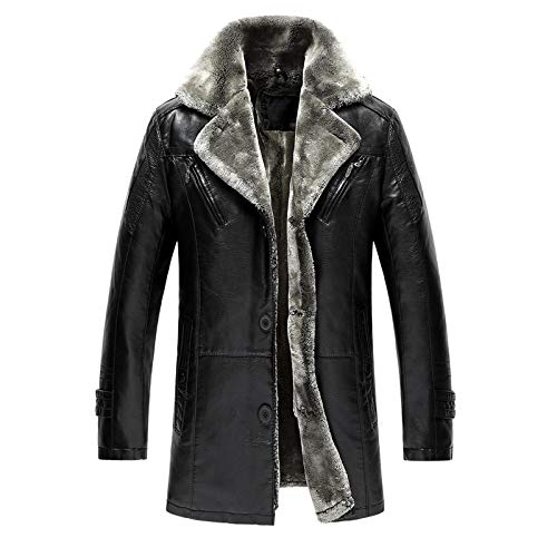 Chaqueta De Cuero De Moda para Hombre Chaqueta Larga De Invierno para...