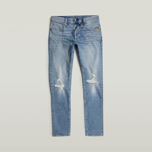 G-STAR Herren 3301 Slim Jeans, Blau (Vintage Blue Vapour Destroyed 51001-D936-H103), 27W / 32L – Ansicht 5