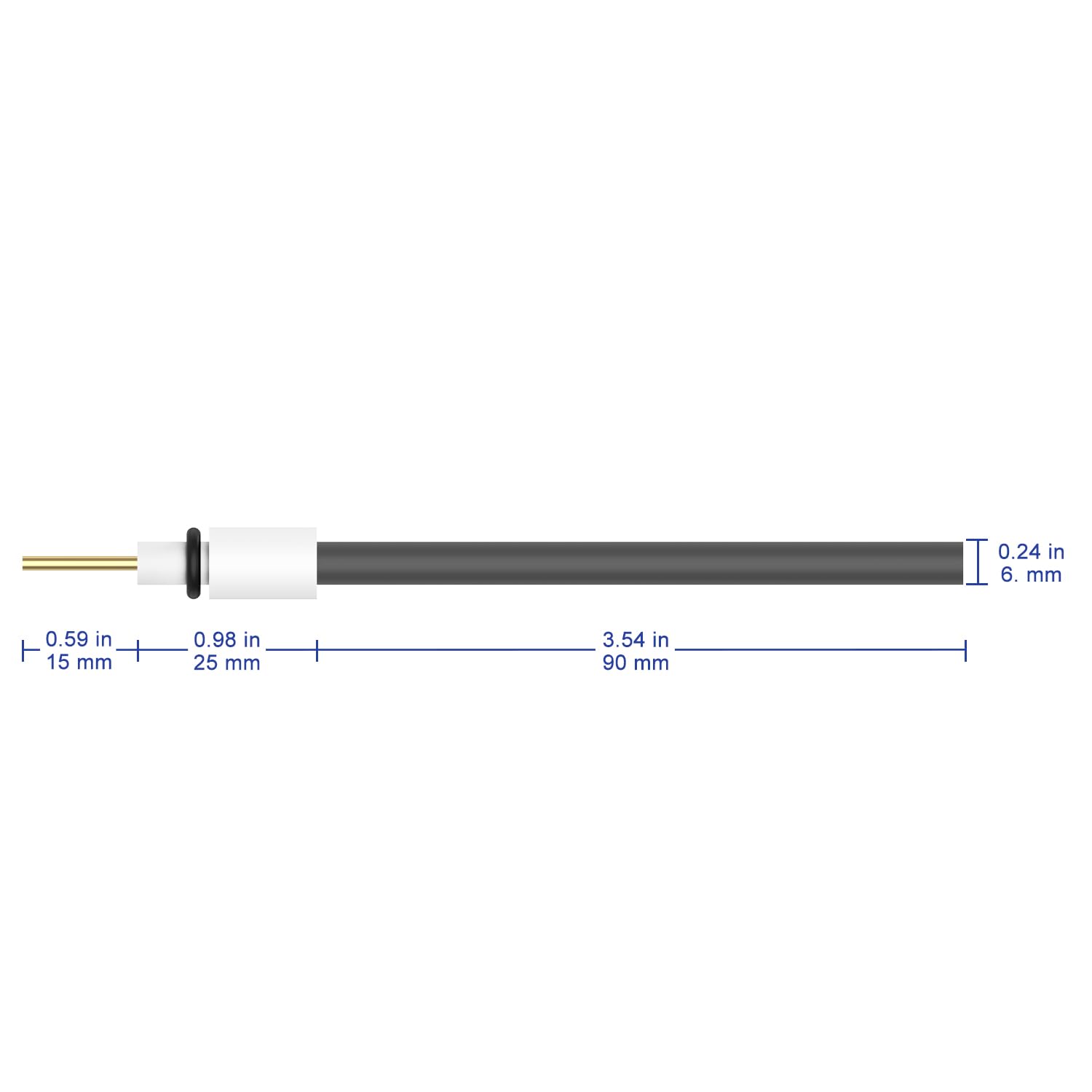 Labasics Electrodo de Barra de Grafito, Electrodo de Grafito de Alta Pureza 99.99% Cátodo Electrodo de Trabajo con Adaptador de PTFE para Celda Electrolítica, Diámetro de 6 mm, Longitud de 90 mm