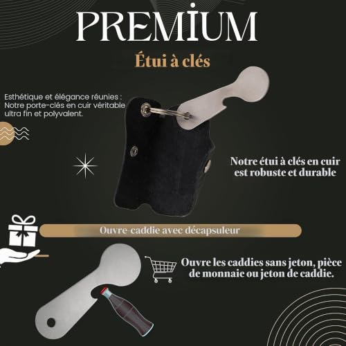 Bodesa Valore Sac à Clé de Qualité Premium en Cuir Véritable, Étui à Clé avec Démonte-Poussette, Organisateur de Clés pour 1-5 Clés, Porte-Clés avec Décapsuleur, charbon, 7,3 x 3,5 x 1,5 cm – vue 3