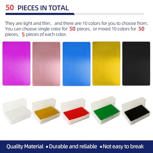 FONLAND 50pcs/Set 0.4mm Thickness Aluminum Metal Business Cards DIY Engraving Card Home Office Supplies Aluminum Blank Laser Blanks for Engraving(Black) - Image 4
