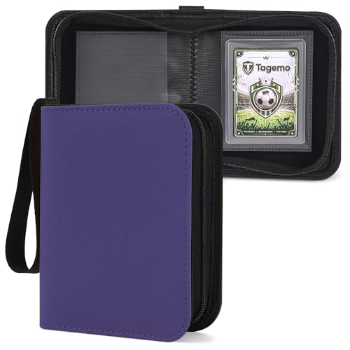 Tagemo 1 Pocket Top Loader Binder Mini Trading Card Binder Album for 3x4 Rigid Protectors Small Side-Loading Single Card Binder (PU Leather)