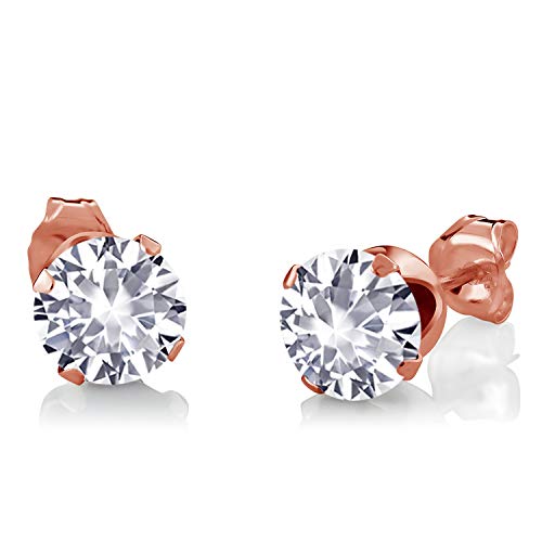 Gem Stone King 18K Rose Gold Plated Silver Created Sapphire And White Diamond Jewelry Set For Women (3.65 Cttw, With 18 Inch Chain) #TOP1