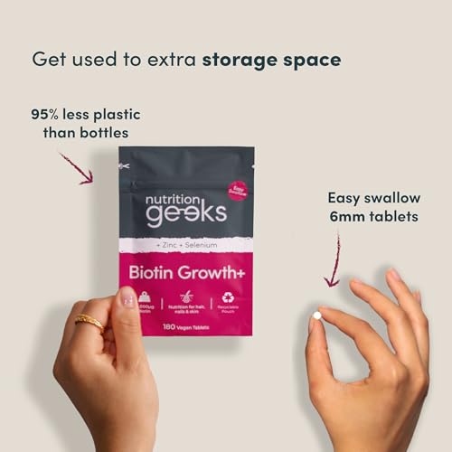 Biotin Hair Growth Supplement - 180 Vegan Tablets Enhanced with Zinc & Selenium, Hair Vitamins Complex - Biotin 10000 mcg - Hair Skin and Nails Vitamins for Women & Men UK (Packaging Design May Vary) - Image 5