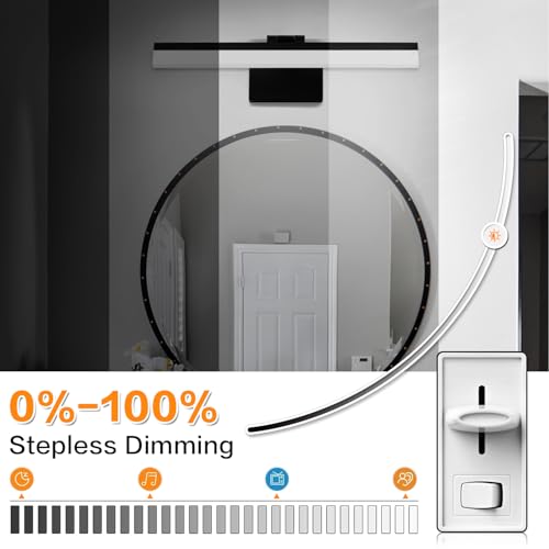 Image of SOLFART 18 Inch Vanity Lights for Bath Dimmable Bathroom Lights Over Mirror Black Bathroom Light Fixtures Wall Light Fixtures Indoor Modern Light Fixture