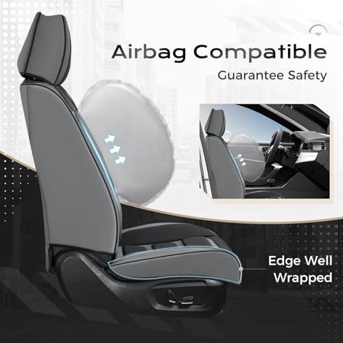Image of Coverado Car Seat Covers Full Set, Seat Covers for Cars, Front Seat Covers and Back Seat Cover Waterproof Leather Automotive Seat Cover Universal Car Interior Protectors Cushion for Most Cars