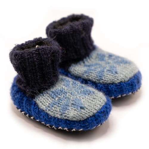 Tibetan Socks Hand Knit Wool Baby Slippers Lined in Fleece With Non Slip Soles For Boys and Girls 0-36 months2