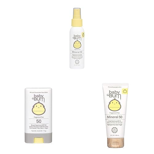 Sun Bum Baby Bum - Protector solar SPF 50 en aerosol  3 onzas líquidas y protector solar Baby SPF 50, loción de protección solar SPF 50 de 0.45