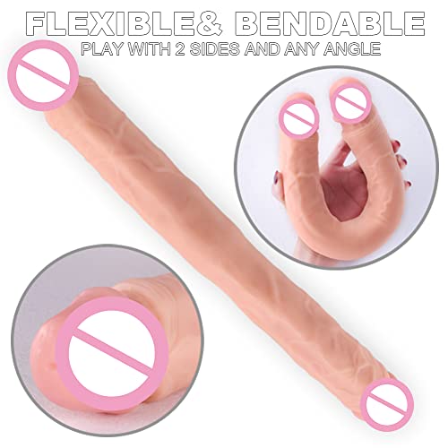 Realistic Double-Ended Dildo Adult Toy Lesbian, 14.96 Inch Double Sided Dildos For Women, Waterproof Flexible Double Dong With Curved Shaft For Vaginal G-Spot And Anal Play (Peter's Dick) #TOP1
