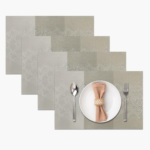Image of Amazon Brand - Umi PVC Vinyl Multi Wave Design Placemat ST10002TH - Heat Resistant, Wipe Clean, Anti-Skid Table Mats for Dining Table, KitchenHome Decor (30x45 CM Multi Set of 4)