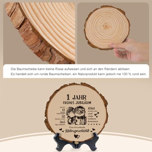 1 Hochzeitstag Geschenke - Holzplakette, 1. Hochzeitstag Geschenke für ihn ihr, Glücklich 1. Jahrestag Geschenk für Frau Mann Paare Ehemann Frauen Männer