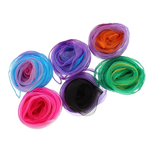 CLISPEED Colorful Scarves for Boys and Girls Dance Performance 6-Piece Set of Square Juggling Scarves Vibrant Dance Accessories for Stage and Play Random Color