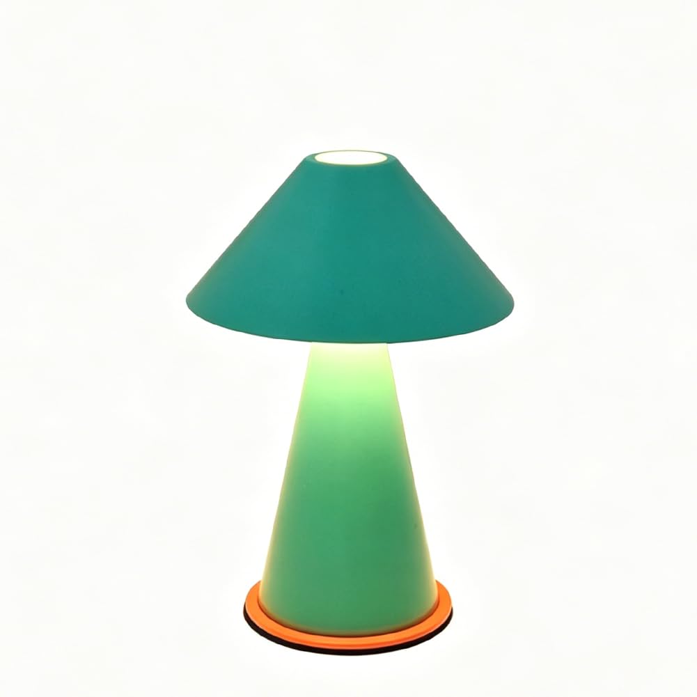 LOGT Mushroom Table Lamp, Cordless, Red LED, Dimmable, Modern Battery Powered USB Rechargeable Touch Switch Desk Lamp Portable for Bedroom, Desk,Green