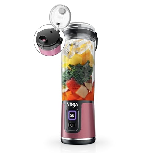 Ninja Blast Portable Blender, Cordless, 18oz. Vessel, Personal Blender For-Shakes and Smoothies, BPA Free, Leakproof-Lid and Sip Spout, USB-C Rechargeable, Dishwasher Safe, Metallic Cherry, BC151RD