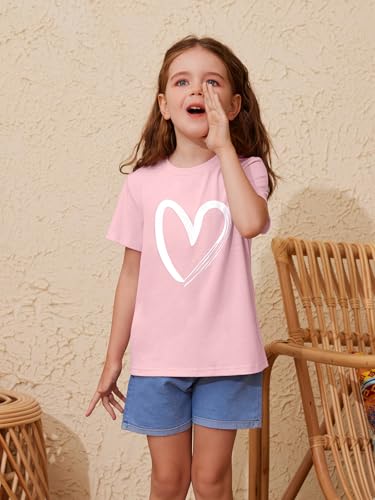 Image of ZDC Girls' Short Sleeve Shirts Kids Crewneck T-Shirts Summer Tops Basic Tees 5-14 Years