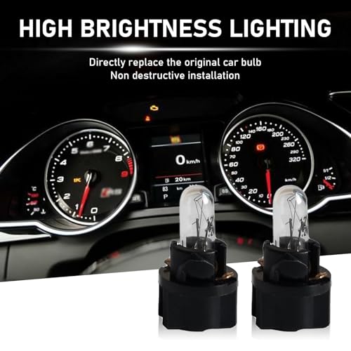 awlbed 5 PCS Car 12 V 1.2 W Dashboard Light Bulbs, 0.83\" x 0.43\" Durable T5 Small Bulbs, Car Light Bulb Replacement Parts, Universal for Car and Motorcycle Dashboard Lights (White #DB401)