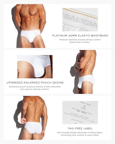 SALIGIA Men’s Modal Briefs 3-Pack – Sexy, Tag-Free & Ultra Soft Underwear with No Fly Pouch, Breathable Comfort4