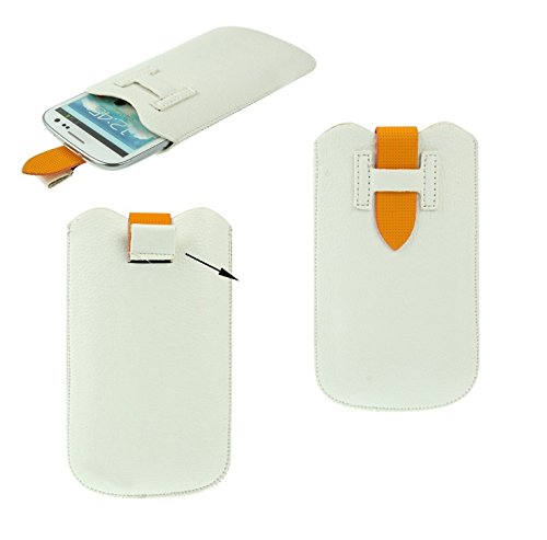 DFV mobile - Cover Premium Synthetic Leather with Loop Extraction and Security Closure Compatible avec LG Optimus g - White