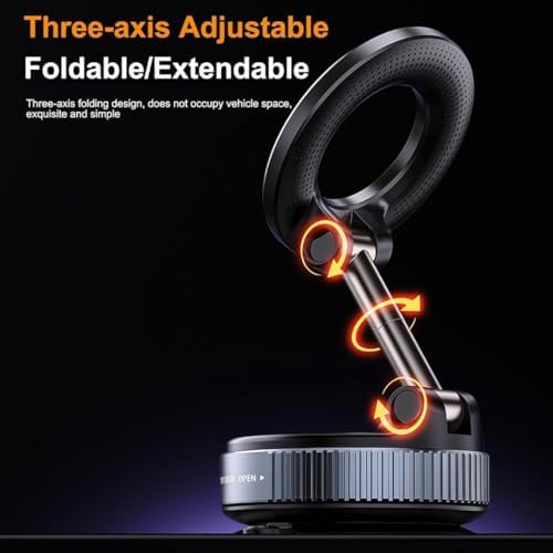 Image of DETACHI Car Phones Holder, 360Vaccum Magnetic Phone Car Accessories, Quick Install, Secure Grip, Mobile Holder for Car Interior Compatible with All Mobile (Extended)
