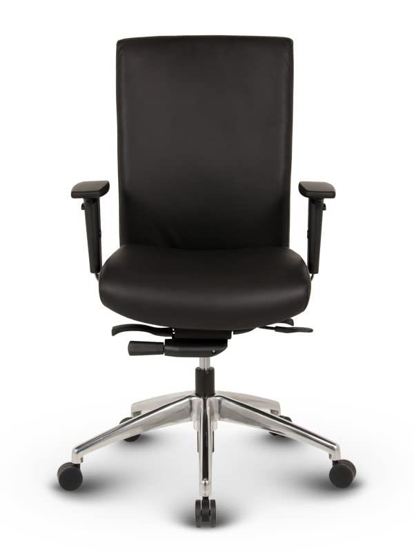 VERSEE Ergonomischer Echt-Leder Bürostuhl Konferenzstuhl Terox in Schwarz - Für Büro und Home-Office - Belastbar bis 150kg
