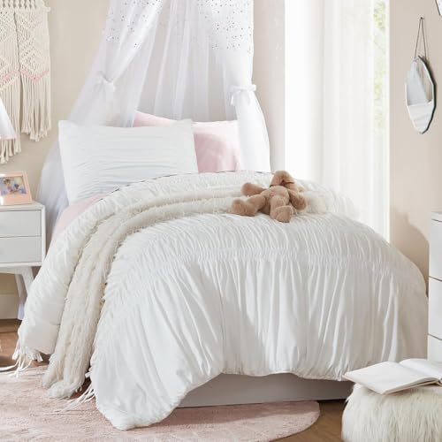 Sedefen Boho Bettwäsche 135x200 cm Beige Getuftet Geometrisch Muster Wendebettwäsche Set Stickerei Shabby Chic Böhmen Bettbezug mit Reißverschluss und 1 Kissenbezug 80x80cm