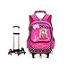 Durable Universal Wheel Trolley Travel Bag Scuola elementare Trolley per Bambini Zaino Ragazze Princess Zaino per Bambini Impermeabile 6 Ruote Trolley Bag Durevole Mold Wheels (Colore: Rosso, Dimens