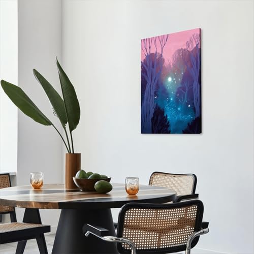 Impression sur toile forêt nocturne de qualité supérieure avec cadre