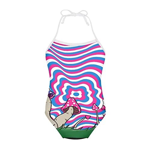 Image of Pinupub Girls One Piece Swimsuit Off Shoulder Halter Neck Cute Fashion Hawaiian Tropical Bathing Suit