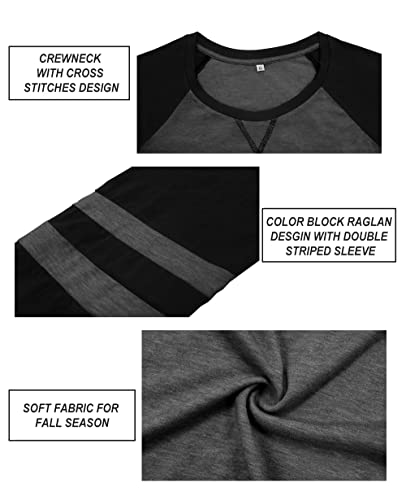 Image of CARCOS Plus Size Tops for Women Long Sleeve Fall Tunic Color Block Camo /Plaid /Leopard /Fall Blouse Crewneck Tshirt XL-5XL