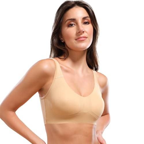 Image of Enamor Easy Slip-On and Back Keyhole Women's Cotton Everyday Beginner's Bra - Padded, Wirefree, Full Coverage - A106