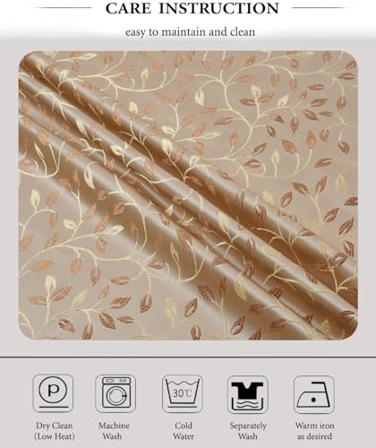 Image of FRESH FROM LOOM Window Floral Blackout Curtains 5 Feet Long,High Tenacity Yarn Polyester Grommet Weaved Premium Screens for Home Office,Prada for Living Room Bedroom,Hypoallergenic(Set of 3,Beige)