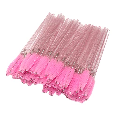 Rofitbest engangs Crystal Eye Brush Mascara Wands Eyelash Mascara Brushes Eyelash Applicator Brush (50 STK, Pink)