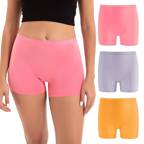 INNERSY Womens Boyshorts Underwear Silky Boxer Briefs Ladies Boy Shorts Panties 3-Pack(Vibrant...