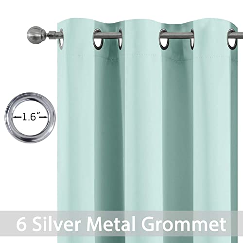 Yakamok Blackout Curtains Room Darkening Thermal Insulated Window Panels,Solid Grommet Top Drapes for Bedroom/Living Room(42Wx84L, Aqua, 2 Panels)