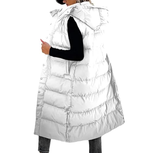 Thatrich Long Puffer Vest Women Lightweight Quilted Jackets Sleeveless Puffy Padded Coats Outwear Vests Outdoor Hooded Gilet2
