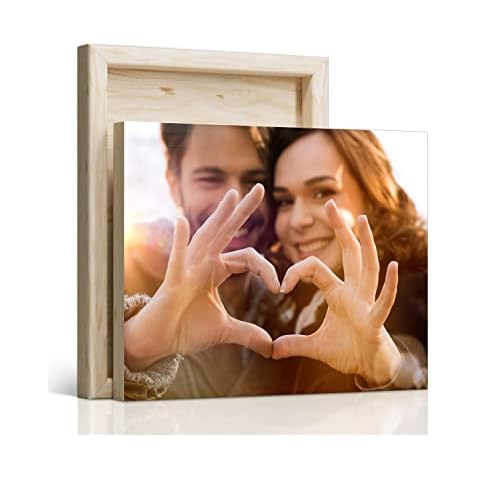 Dazella Custom Wood Prints With Your Own Photo Personalized Christmas Couples Gifts for Mom, Dad, Men, Women, Landscape Wooden Picture Frame, Customized Memorial Anniversary Photo Gifts Cover