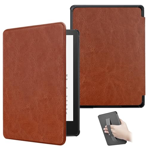 ZSLVPN Case for Kindle Paperwhite 12th Gen 2024(7) & Kindle Colorsoft Signature Edition - New PU Leather Cover with Hand Strap Auto Wake/Sleep for Kindle Paperwhite Signature 2024 Released Brown