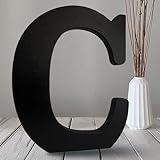 AOCEAN 10 inch Black Wood Letters Unfinished Wood Letters for Halloween Decorative Standing Letters Slices Sign Board Decoration for Craft Home Party Projects (C)